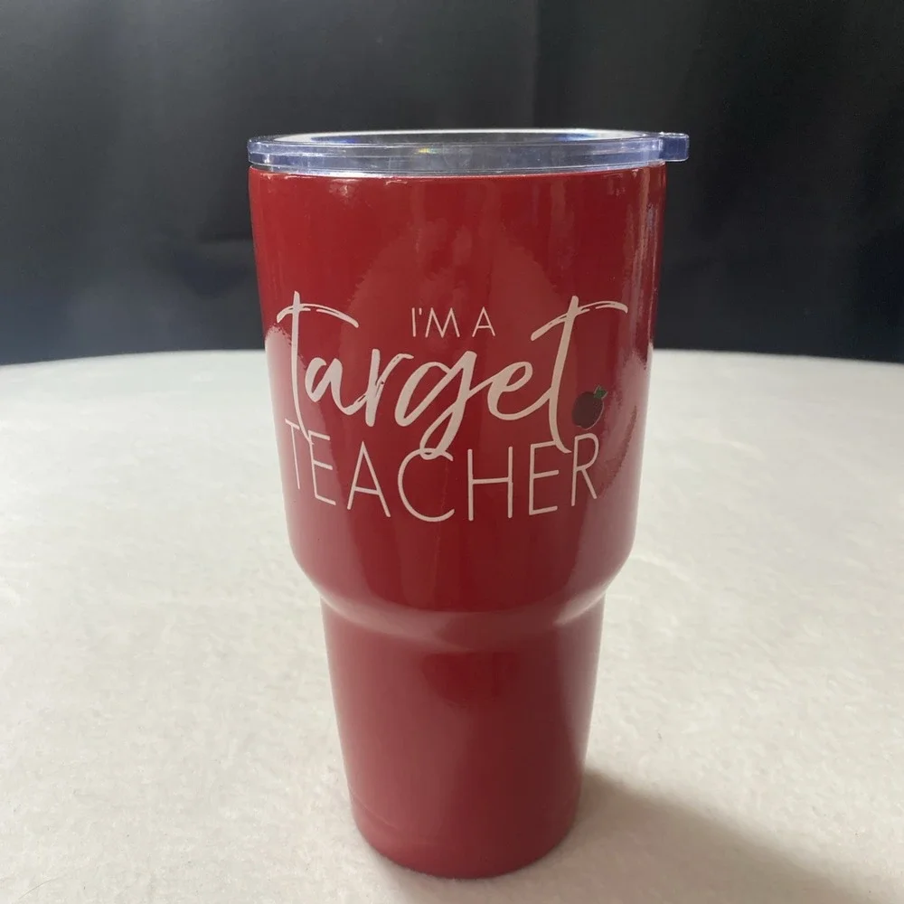 I'm A Target Teacher Insulated Travel Cup Tumbler 28 Oz Red Apple No‎ Straw